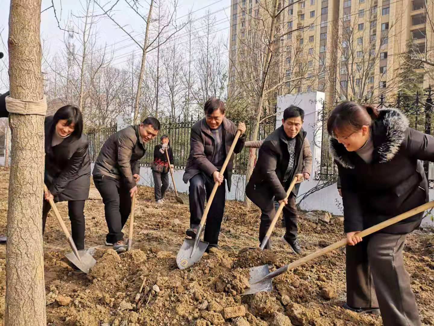为党旗增彩，为校园增绿